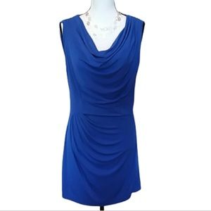 H&M blue cowl neck drape dress size Md